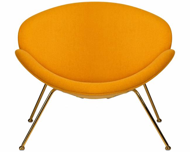 Кресло дизайнерское DOBRIN EMILY, желтая ткань AF13, золотое основание