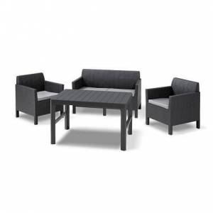 Orlando set + Lyon wicker table graphite - coolgrey 