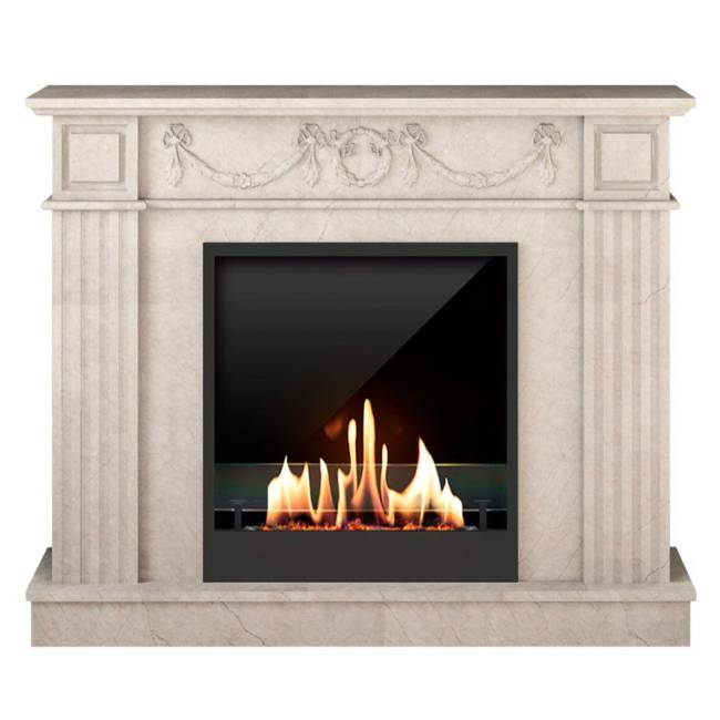 Биокамин в мраморном портале SteelHeat Washington M (Стекло + Стемалит)