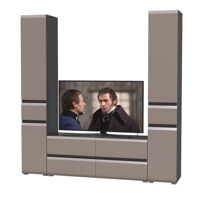 Два шкафа с ящиками и тумба под ТВ Сидней цвет антрацит/МДФ веллюто капучино