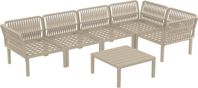 Комплект пластиковой мебели Portofino Lounge Corner бежевый, темно-серый Комплект пластиковой мебели Portofino Lounge Corner бежевый, темно-серый