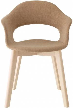 Кресло с обивкой Natural Lady B Pop отбеленный бук, тортора 570х600х820 мм