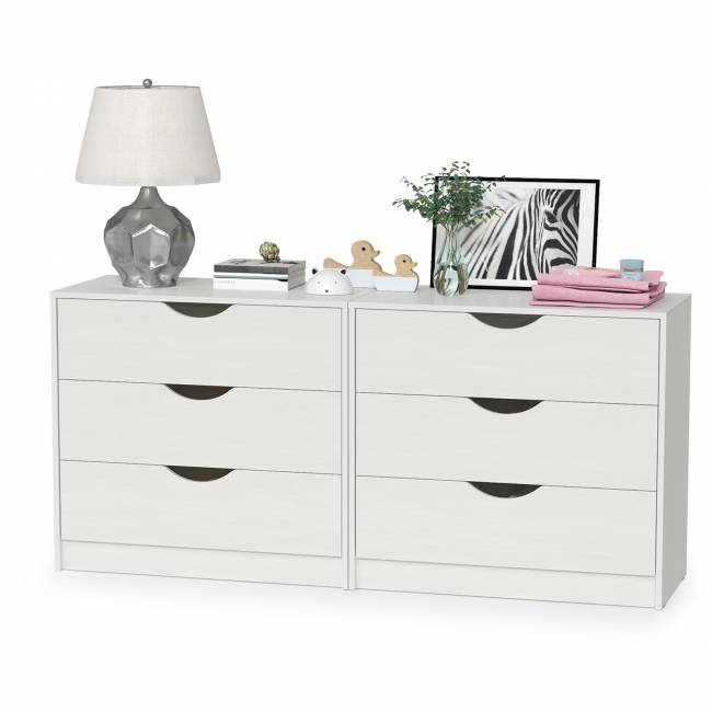 Два комода три ящика Уна цвет белый
