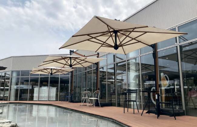 Зонт профессиональный 3х4 м Galileo Wood имитация ироко, слоновая кость 3000х4000 мм