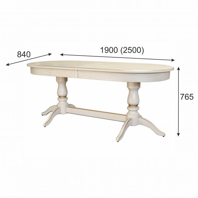 Стол обеденный Тарун 5 раздвижной слоновая кость/золото 190/250*84