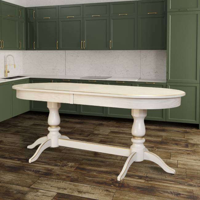 Стол обеденный Тарун 5 раздвижной слоновая кость/золото 190/250*84