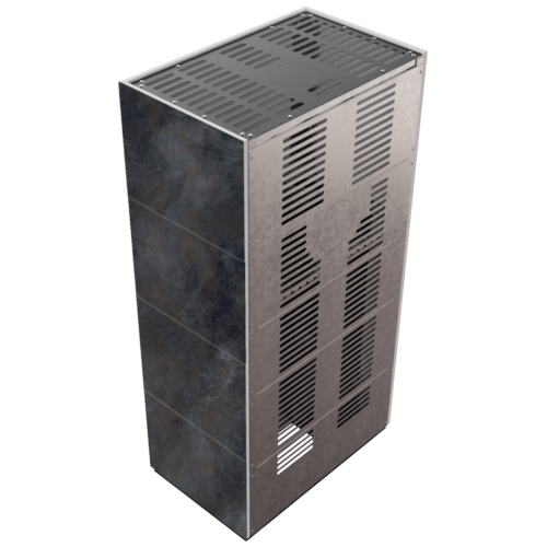 Каминокомплект Kratki PRO FLOKI OSSIDO NERO, угловое стекло слева