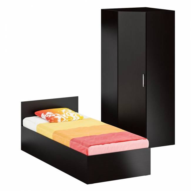 Кровать односпальная 900 с угловым шкафом Стандарт цвет венге Кровать односпальная 900 с угловым шкафом Стандарт цвет венге