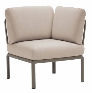 Модуль угловой пластиковый с подушками Komodo Elemento Angolo тортора, холст 780х780х900 мм