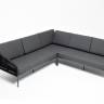 "Канны" диван модульный плетеный из роупа, каркас алюминий темно-серый (RAL7024), роуп темно-серый круглый, ткань темно-серая
