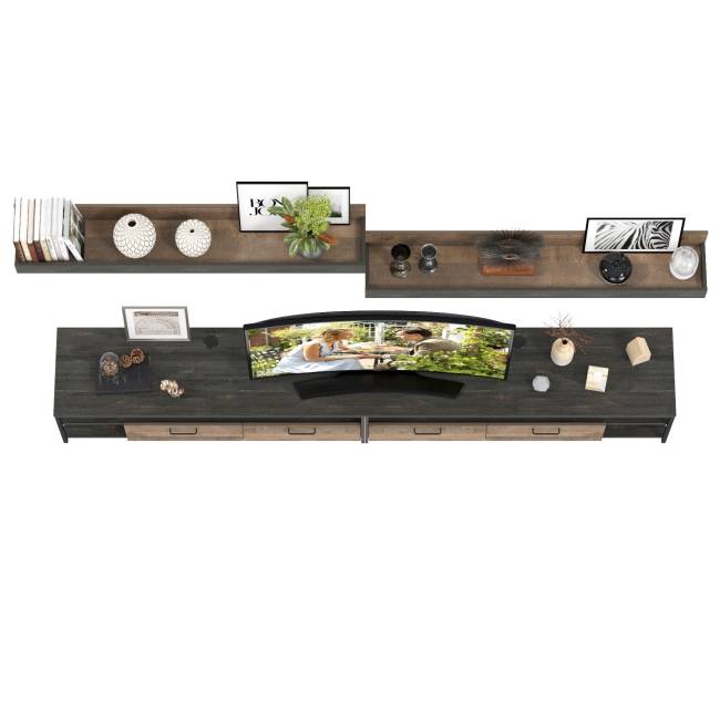 Две тумбы для аппаратуры с двумя навесными полками Трувор цвет дуб гранж песочный/интра