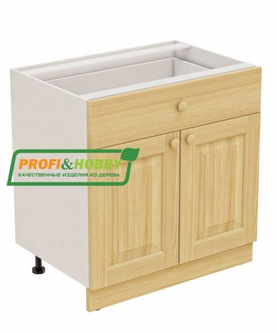 Тумба 2 двери 1 ящик 800х530х720 + фасад сосна бесцветный лак Тумба 2 двери 1 ящик 800х530х720 + фасад сосна бесцветный лак