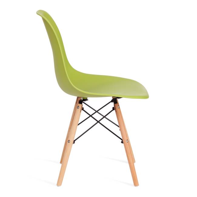 Стул Синди Имс/Cindy Eames (мод.001) дерево бук/металл/сиденье пластик, 51х46х82см, оливковый 66012 (Комплект из 4 шт.) оливковый 66012 дерево бук/металл/сиденье пластик