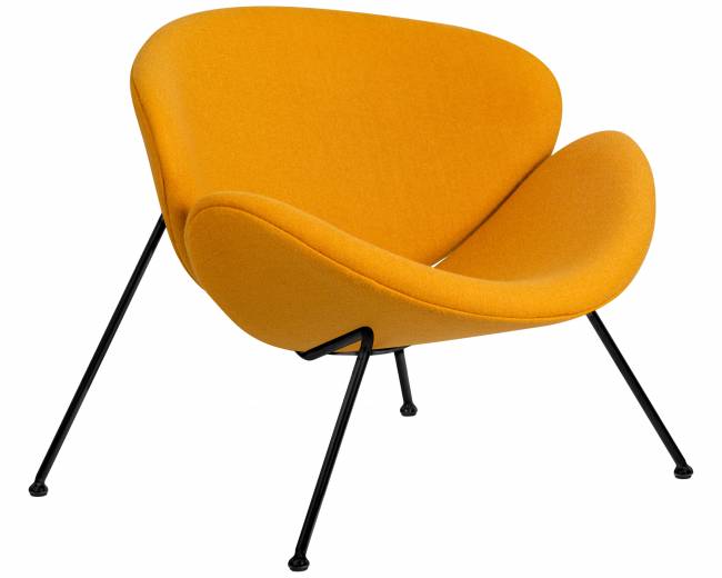 Кресло дизайнерское DOBRIN EMILY, желтая ткань AF13, черное основание