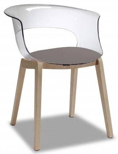 Кресло прозрачное с подушкой Natural Miss B Antishock натуральный бук, прозрачный, серый 580х600х770 мм