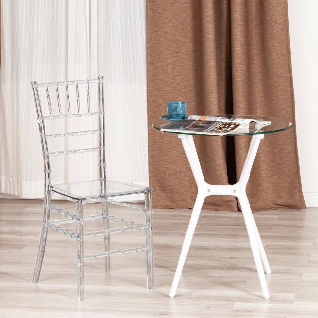 Стул Чавари/Chavari (мод.101) пластик, 40,5х49х88,5см, прозрачный  (Комплект из 2 шт.) прозрачный пластик