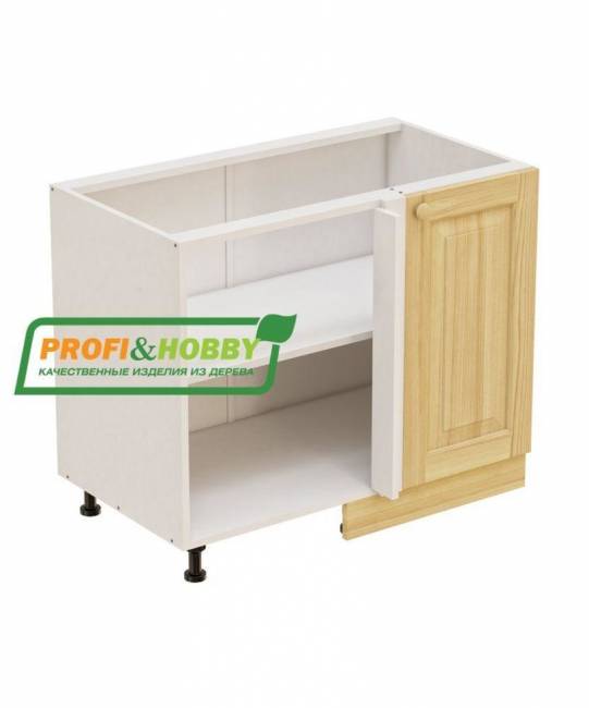 Тумба угловая 1010х530х720 + фасад сосна бесцветный лак