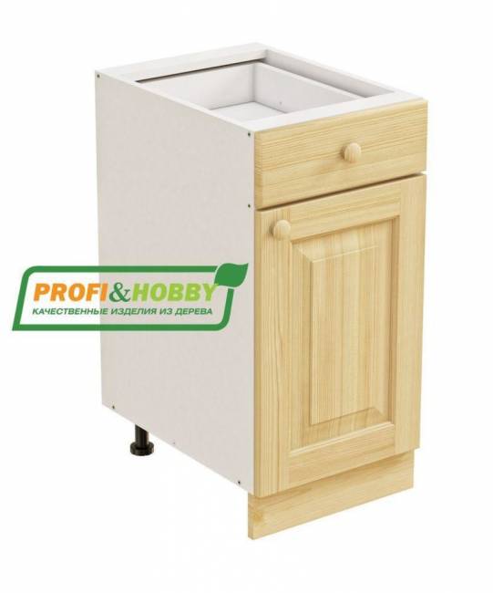 Тумба 1 дверь 1 ящик 400х530х720 + фасад сосна бесцветный лак Тумба 1 дверь 1 ящик 400х530х720 + фасад сосна бесцветный лак