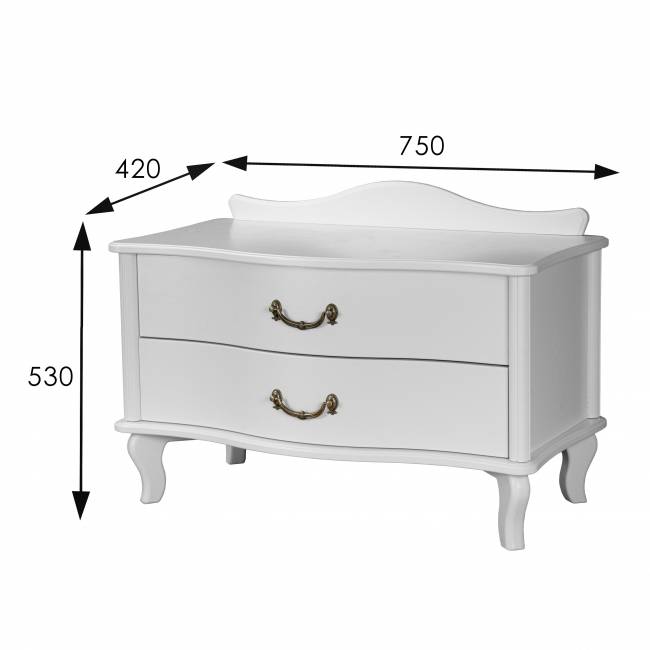 Тумбочка Джульетта широкая 2 ящика молочный дуб Л Тумбочка Джульетта широкая 2 ящика молочный дуб Л