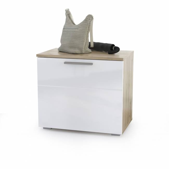 Тумба Лайн 13.234 цвет дуб крафт серый/фасады МДФ белый глянец