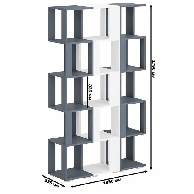 Комплект их 3-х открытых стеллажей цвет графит/белый