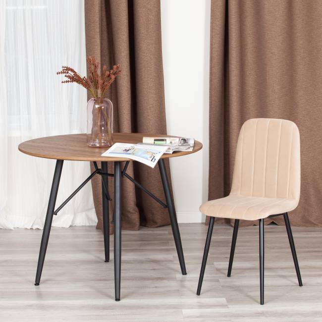 Стул Арк/Arc велюр/металл, 46х52х88см, бежевый/черный бежевый Велюр/металл