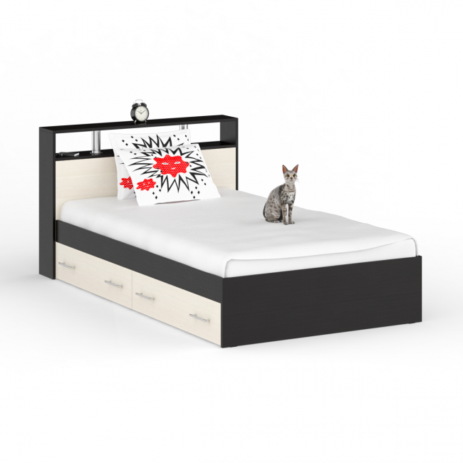 Кровать с ящиками Камелия 1200 цвет венге/дуб лоредо