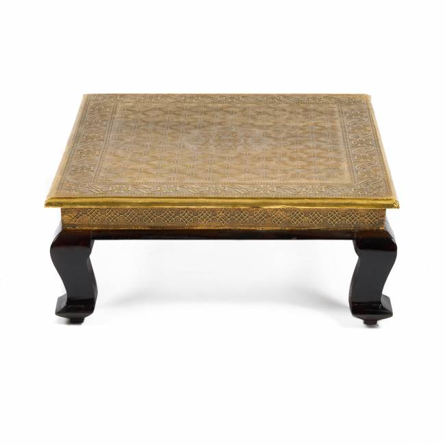 Столик Secret de Maison Голден Хевели/Golden Havely (мод. BJ-002) массив манго/алюминий, 46х46х18см, коричневый/чеканка (Комплект из 2 шт.) этническая чеканка дерево манго