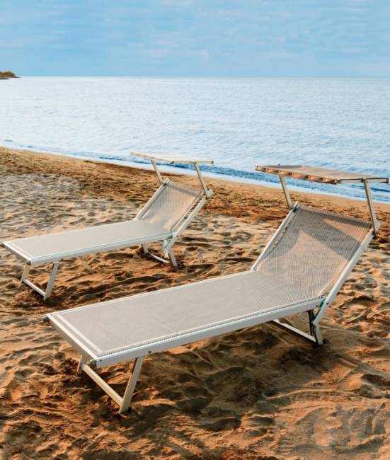 Шезлонг-лежак металлический 501 Relax серебристый, слоновая кость 1820х730х400 мм Шезлонг-лежак металлический 501 Relax серебристый, слоновая кость 1820х730х400 мм