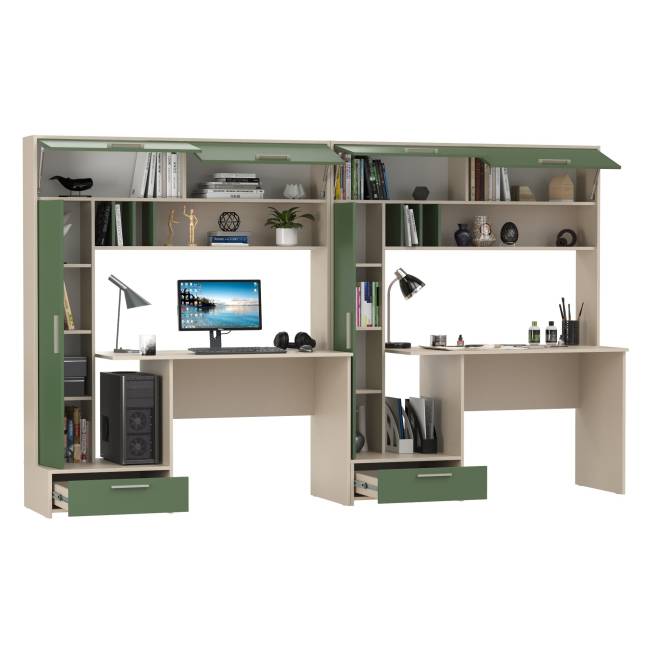 Лайт столы письменные 03.243Н цвет сатин/дымчатый зелёный