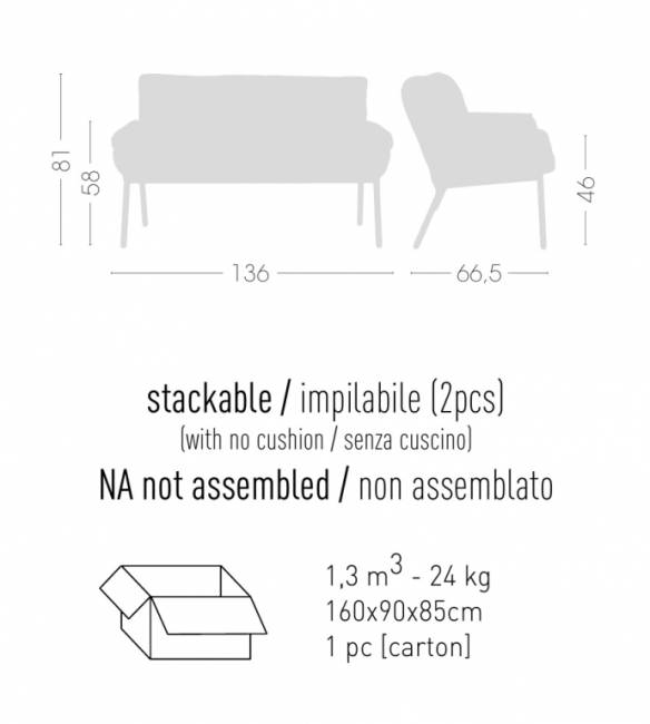 Диван мягкий Coachella 1360х665х810 мм