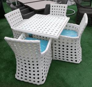 Cтол обеденный "Гольс", из искусственного ротанга, белый Cтол обеденный "Гольс", из искусственного ротанга, белый