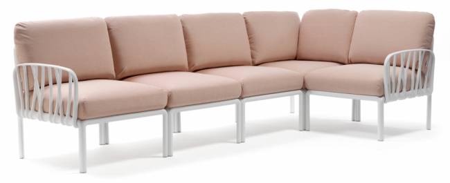 Диван пластиковый с подушками Komodo 5 белый, розовый 2925х1525х900 мм