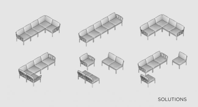 Диван пластиковый с подушками Komodo 5 белый, розовый 2925х1525х900 мм