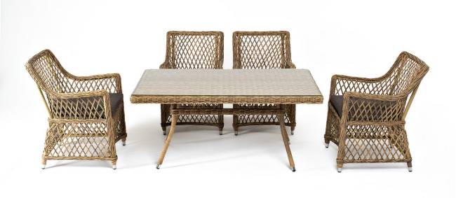 "Латте - 140 L" обеденная группа плетеная, цвет соломенный