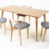 Стол Монте 120 натур со стульями Франк натур рогожка серый