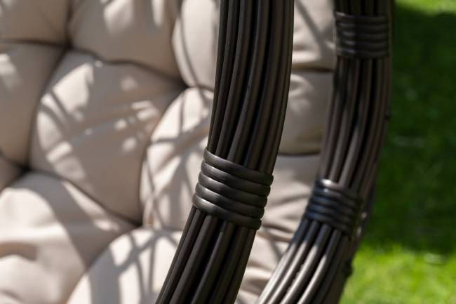 "Венеция" подвесное кресло-кокон из искусственного ротанга, цвет бронзовый с бежевой подушкой