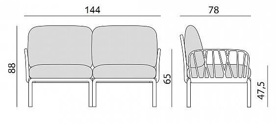 Диван пластиковый с подушками Komodo 2 белый, розовый 1490х780х900 мм Диван пластиковый с подушками Komodo 2 белый, розовый 1490х780х900 мм