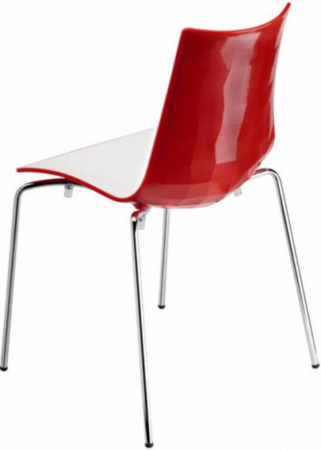 Стул пластиковый Zebra Bicolore 4 legs хром, белый, красный 550х520х830 мм