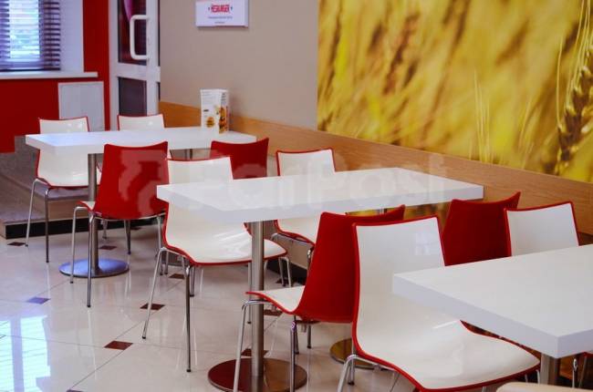 Стул пластиковый Zebra Bicolore 4 legs хром, белый, красный 550х520х830 мм