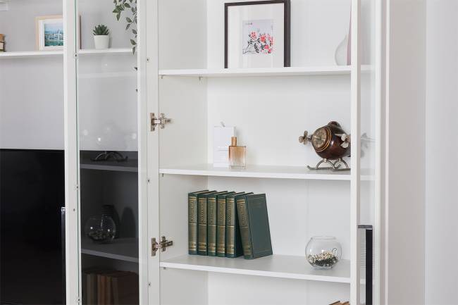 Большая стенка для ТВ-аппаратуры Валенсия № 64 цвет белый шагрень Большая стенка для ТВ-аппаратуры Валенсия № 64 цвет белый шагрень