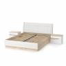 Кровать с подъёмным основанием и двумя прикроватными тумбами Муссон цвет белый/дуб эндгрейн элегантный/кожзам белый