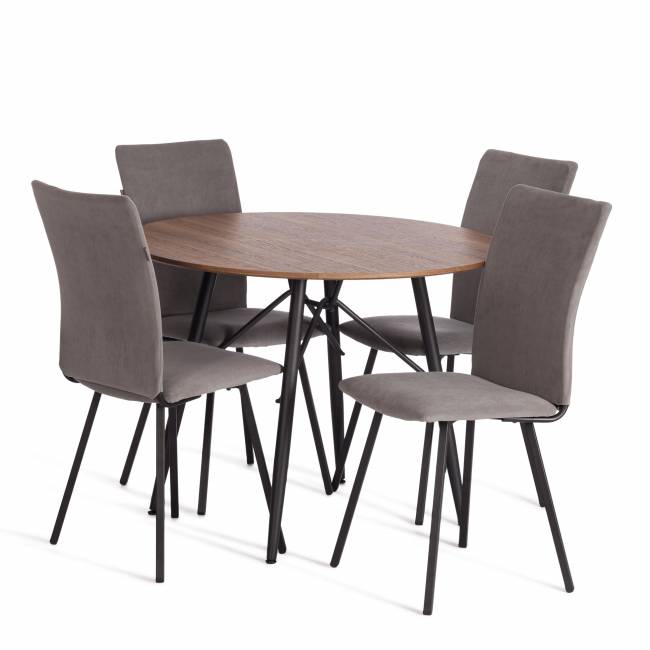 Стул обеденный Ля Русс/La Rousse велюр, серый/черный, 29, 49х50х93 серый флок