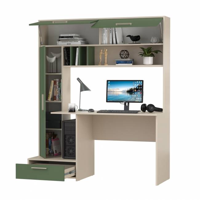 Стол письменный Лайт 03.243Н цвет сатин/дымчатый зелёный