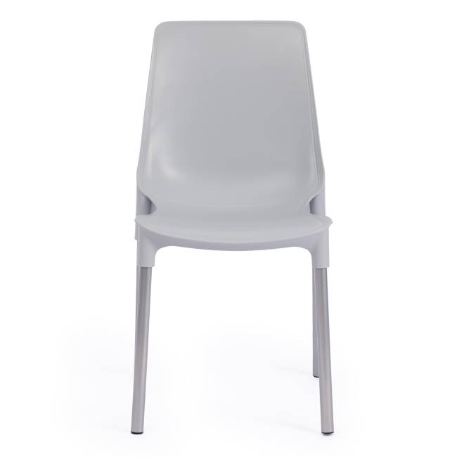 Стул Джениус/Genius (мод. 75) (1шт.в упаковке) пластик/металл, 46x56x84cм, серый/опоры хром серый металл/пластик