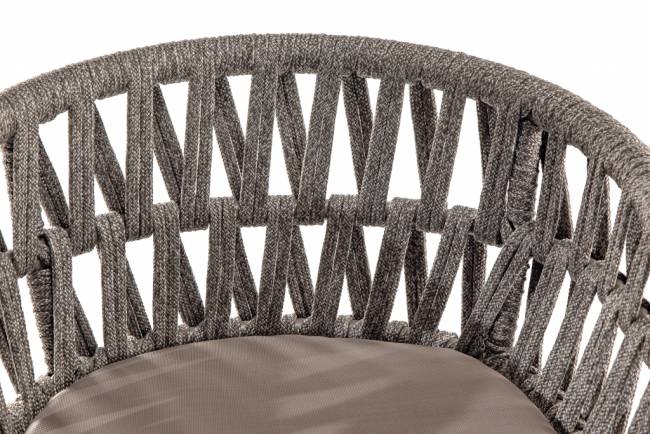 Кресло барное плетеное с подушкой Tahiti тортора, серебристый серый, тортора 560х570х1040 мм
