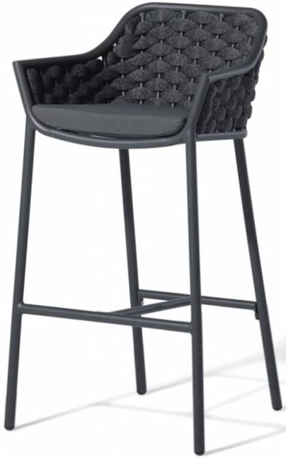 Кресло барное плетеное Panama черный, темно-серый, черный 540х540х1010 мм Кресло барное плетеное Panama черный, темно-серый, черный 540х540х1010 мм