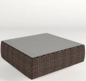 Столик кофейный со стеклом "Малага", из искусственного ротанга, коричневый, черный