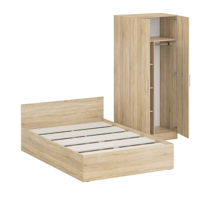 Кровать двуспальная 1400 со шкафом для одежды 2-х створчатым Стандарт цвет дуб сонома Кровать двуспальная 1400 со шкафом для одежды 2-х створчатым Стандарт цвет дуб сонома