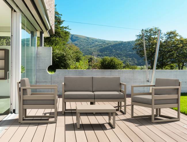 Комплект пластиковой мебели Mykonos бежевый, светло-коричневый